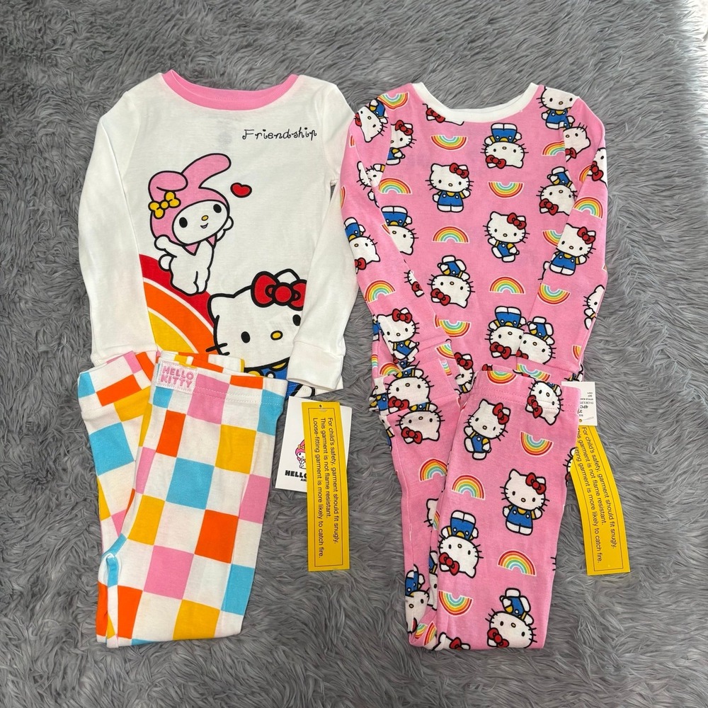 Hello Kitty‎ Pajama Bundle of 2 Toddler Girls 3T Cotton NEW